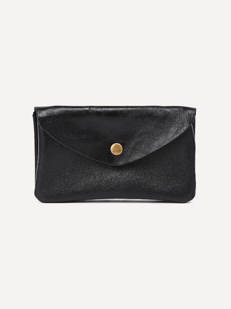 Porte-monnaie cuir métallisé Noir - Kiabi