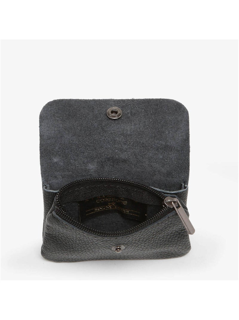 Porte-monnaie Cuir Milano Cuir De Vachette Noir Noir - Kiabi