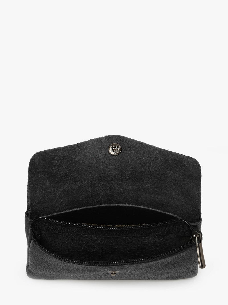 Porte-monnaie Cuir Milano Cuir De Vachette Noir Noir - Kiabi