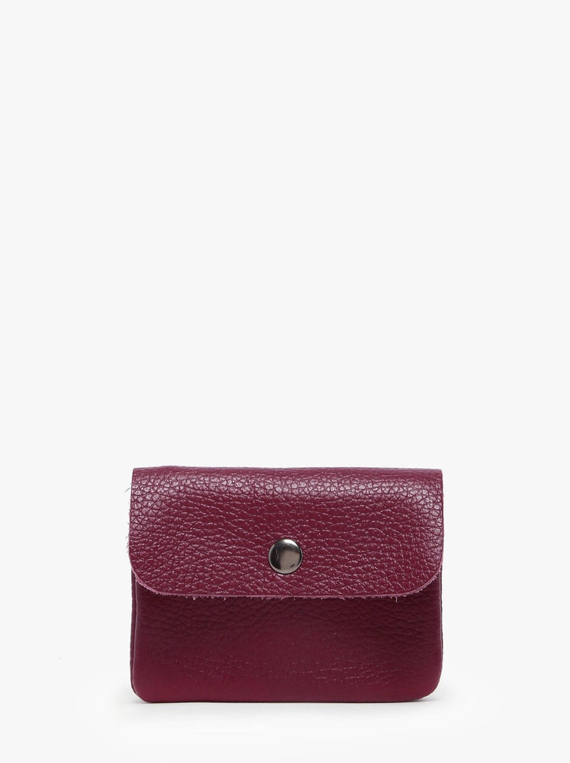 Porte-monnaie Cuir Milano Cuir De Vachette Rouge cerise - Kiabi