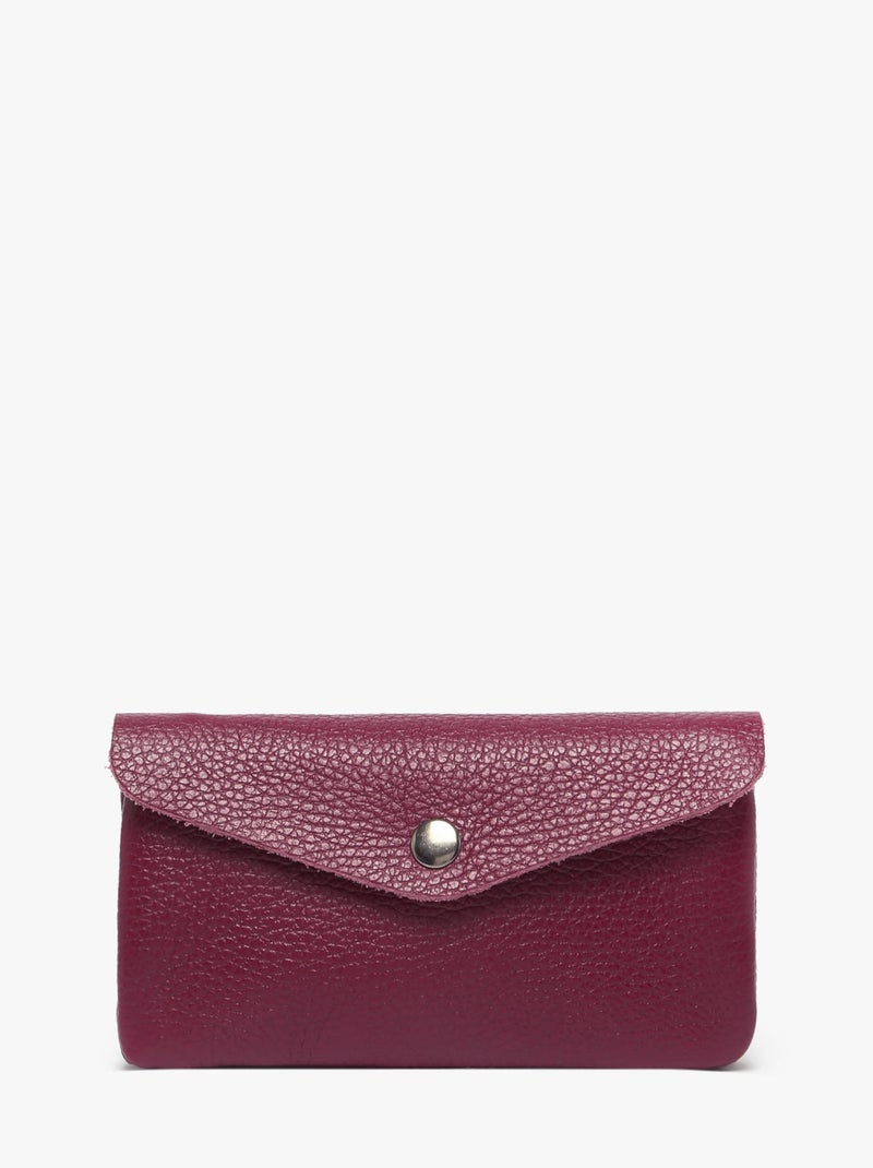 Porte-monnaie Cuir Milano Cuir De Vachette Rouge cerise - Kiabi