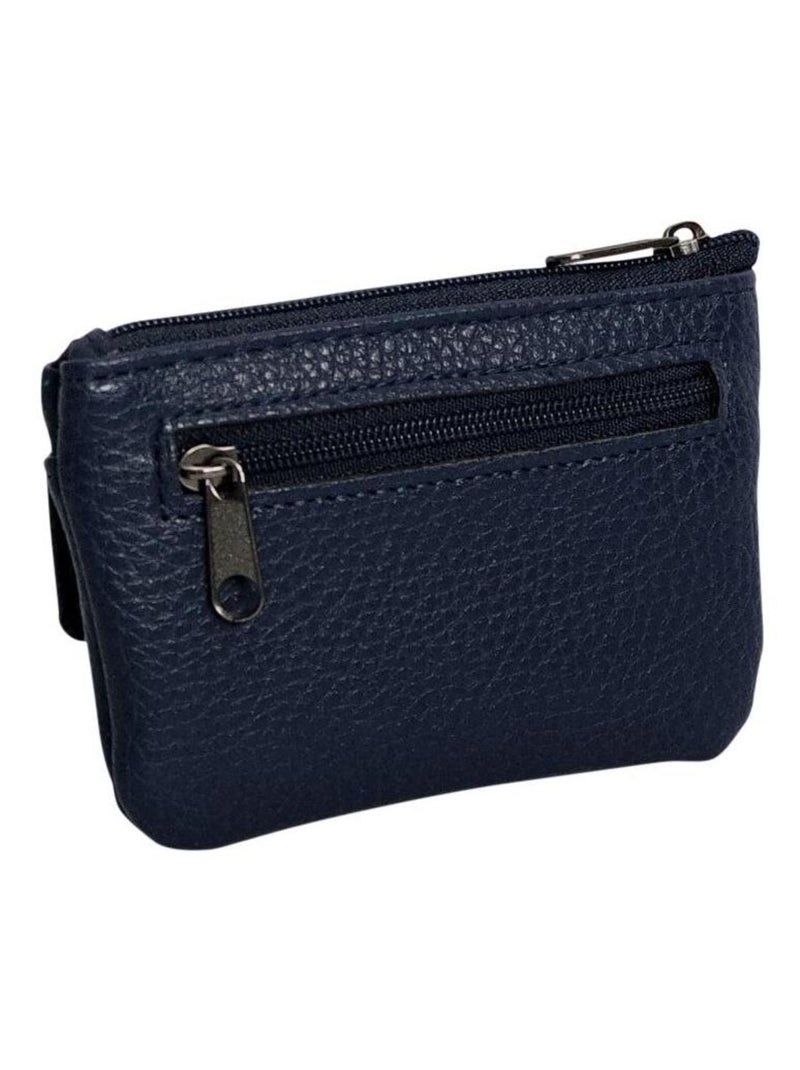 Porte-monnaie cuir ZANTE Bleu - Kiabi