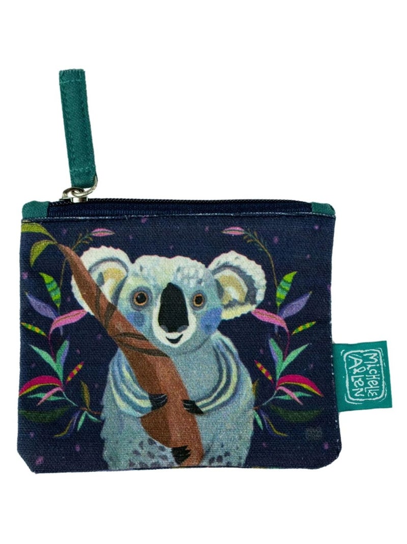 Porte monnaie en coton décoré Allen Bleu - Kiabi