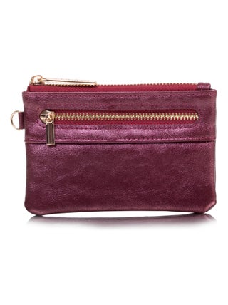 Porte-monnaie femme zippé rouge Isotoner