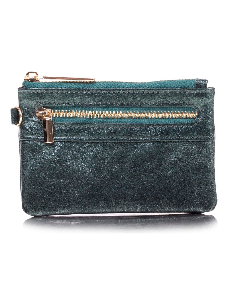 Porte-monnaie femme zippé vert Isotoner Vert - Kiabi