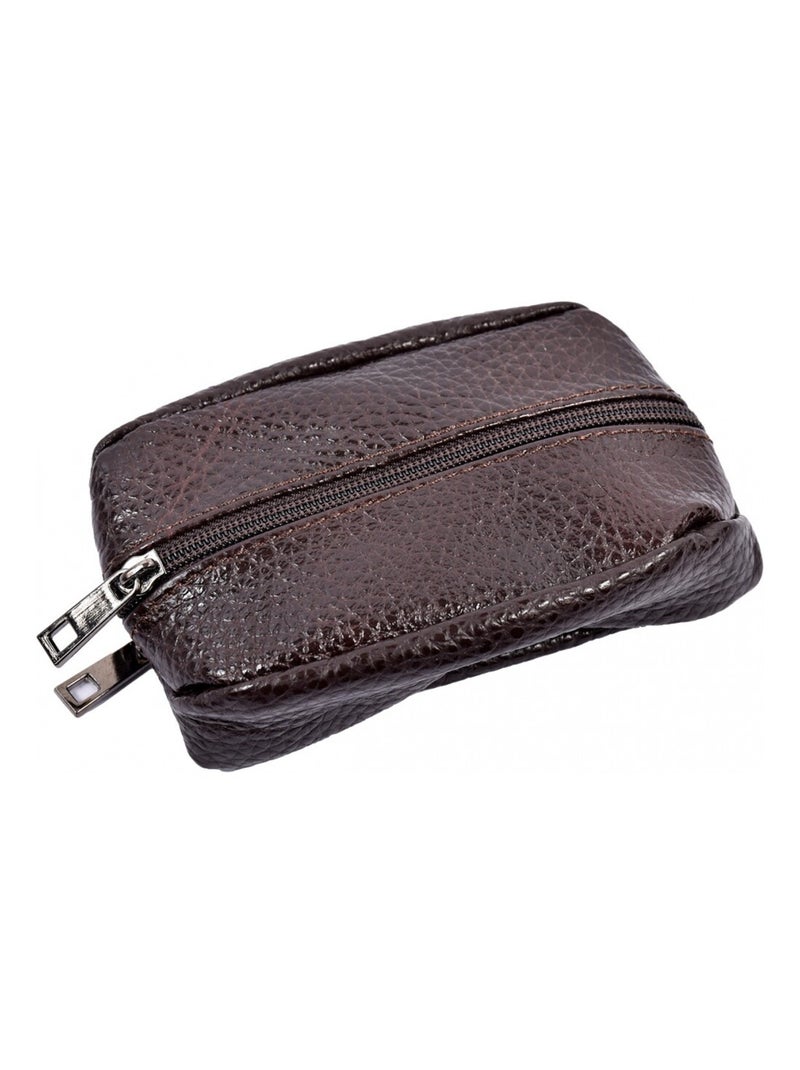 Porte Monnaie Grain de Café - Cuir Vachette - Marron - Kiabi