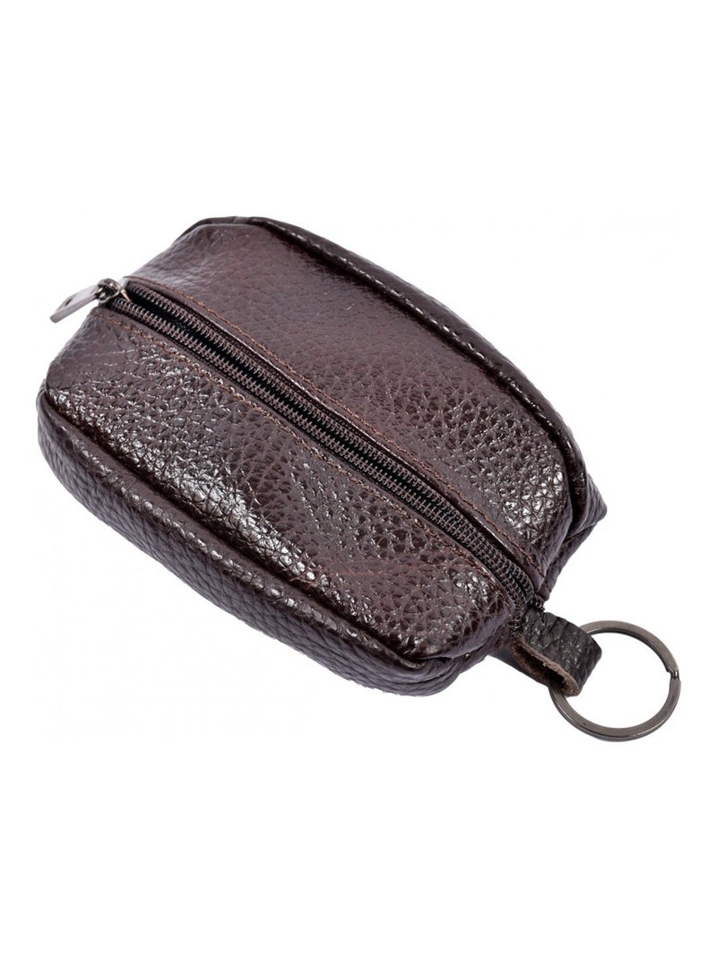 Porte Monnaie Grain de Café - Cuir Vachette - Marron - Kiabi
