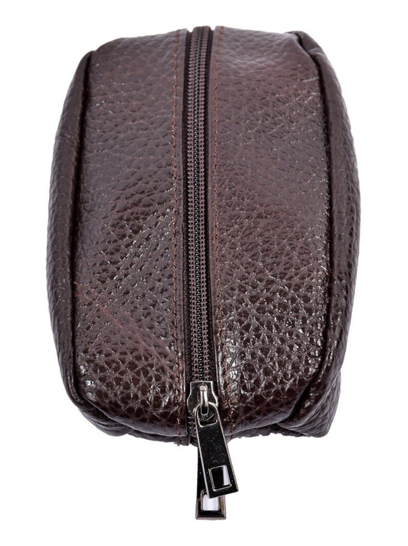 Porte Monnaie Grain de Café - Cuir Vachette - Marron - Kiabi
