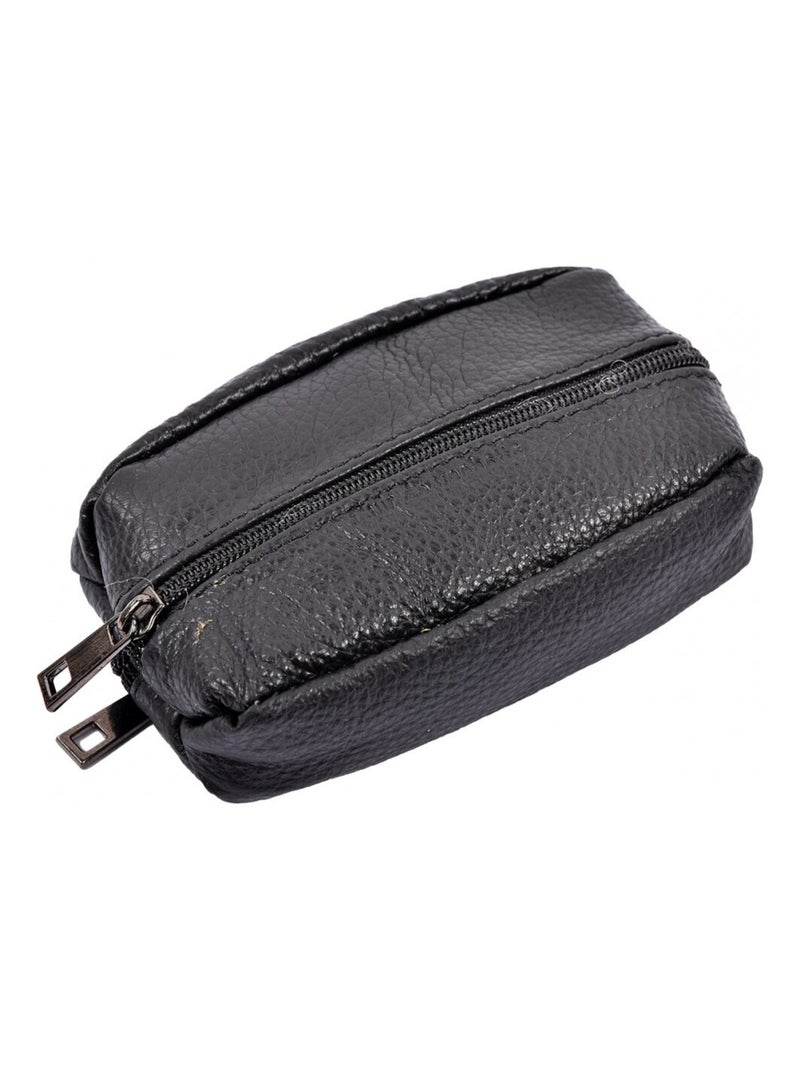Porte Monnaie Grain de Café - Cuir Vachette - Noir - Kiabi
