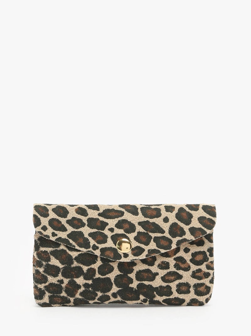 Porte-monnaie Leopard Cuir Milano Cuir De Vachette Noir Marron - Kiabi