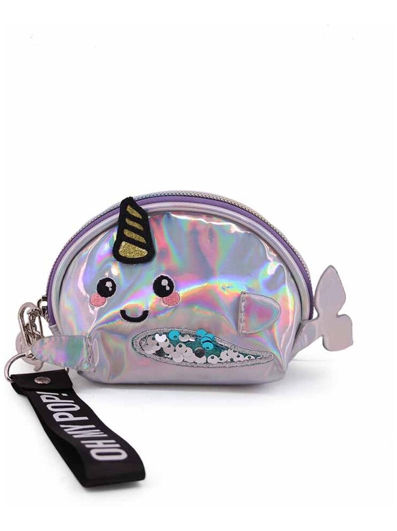 Porte-monnaie Ovale - Oh My Pop! Narval - Argent - Taille Unique Argent - Kiabi