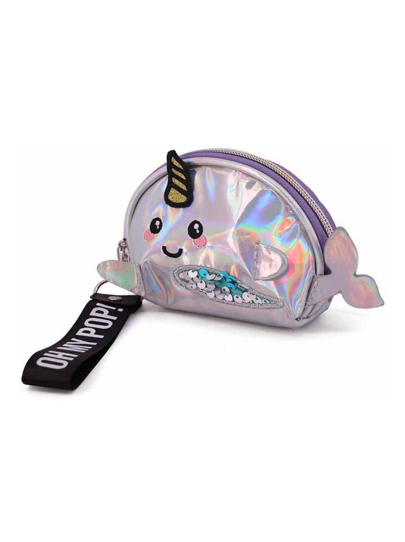 Porte-monnaie Ovale - Oh My Pop! Narval - Argent - Taille Unique Argent - Kiabi