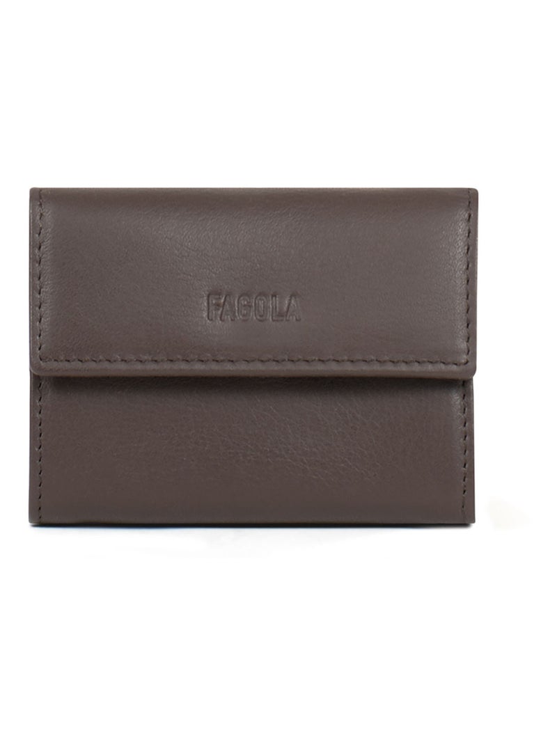 Porte-monnaie RFID Cuir FAGOLA Marron foncé - Kiabi
