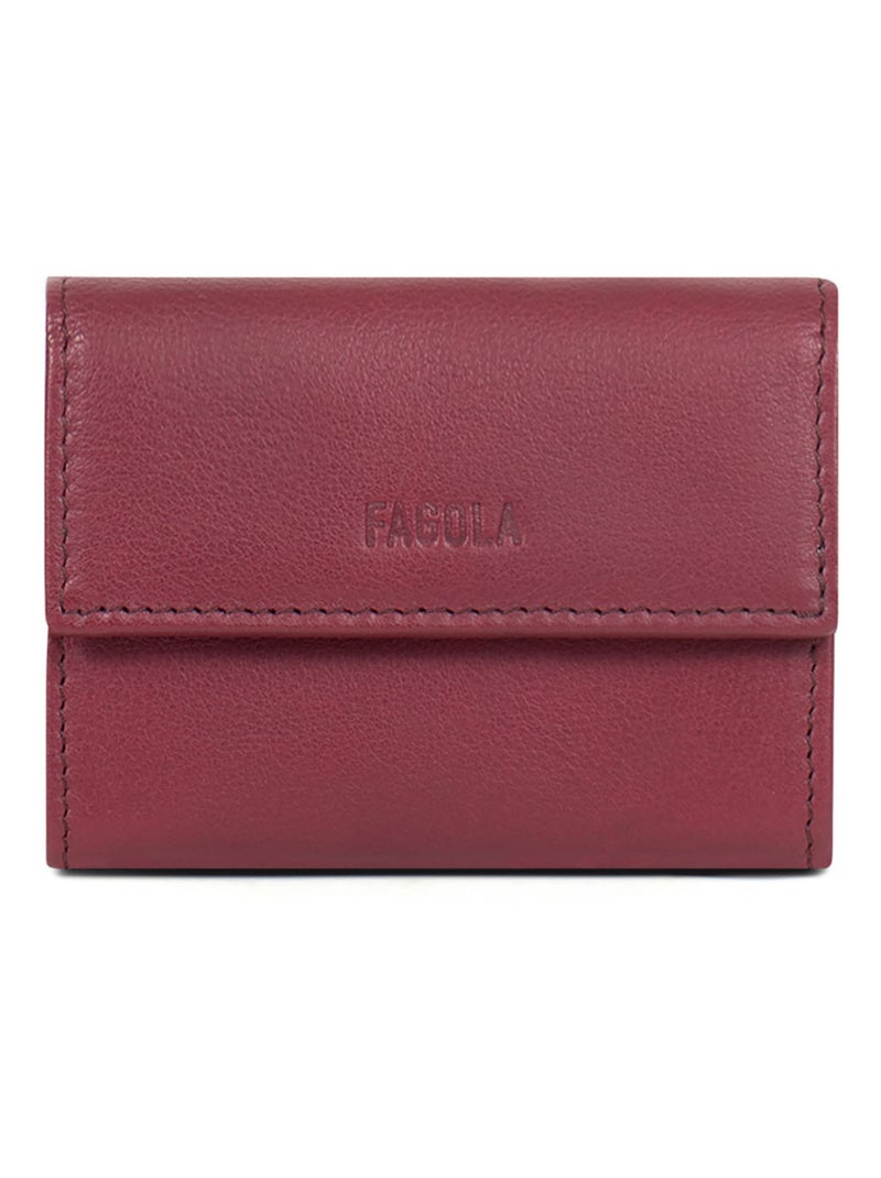 Porte-monnaie RFID Cuir FAGOLA Noir Bordeaux - Kiabi