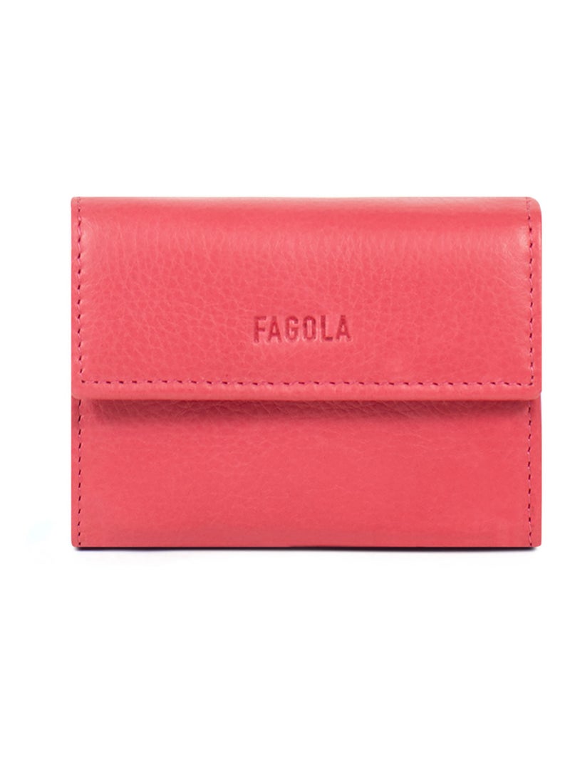 Porte-monnaie RFID Cuir FAGOLA Rose rouge - Kiabi