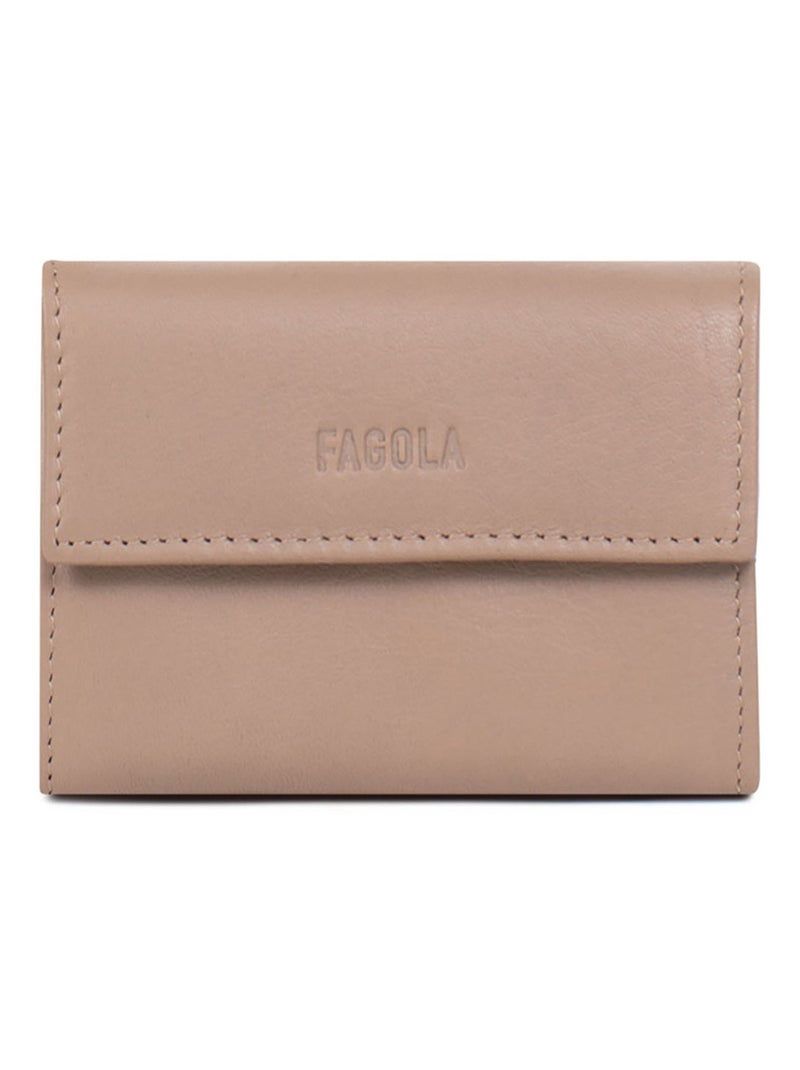 Porte-monnaie RFID Cuir FAGOLA Taupe - Kiabi