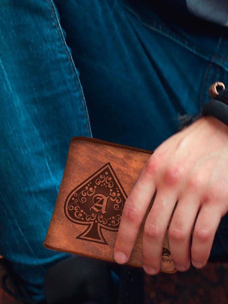 Porte-monnaie simili cuir - As de Pique Marron - Kiabi