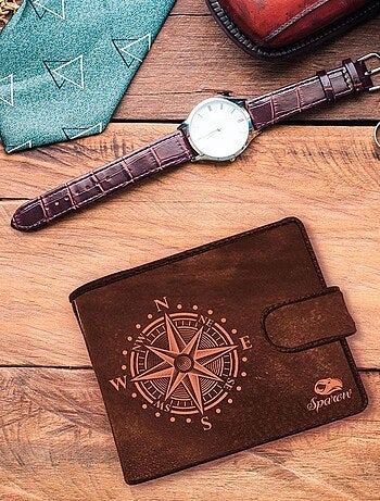 Porte-monnaie simili cuir rose des vents