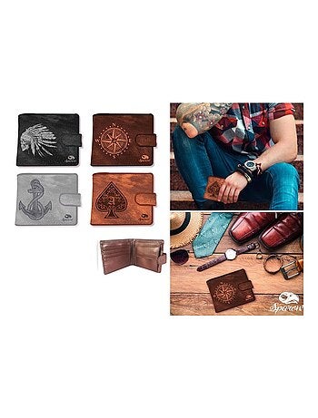 Porte-monnaie simili cuir rose des vents