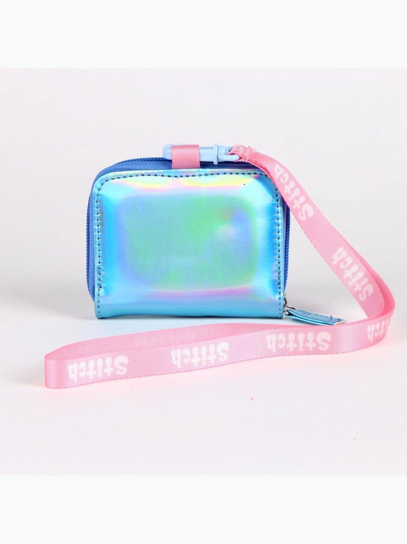 Porte-monnaie Stitch Disney - Irisé Bleu Argenté - Kiabi