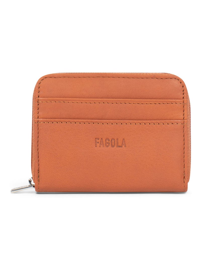 Porte-monnaie Stop RFID Cuir Émy Orange mandarine - Kiabi