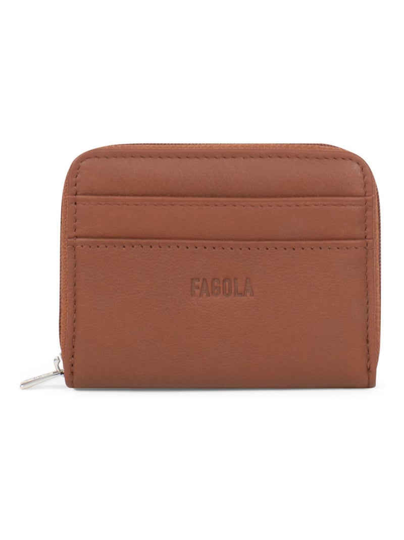 Porte-monnaie Stop RFID Cuir Émy Terracotta - Kiabi