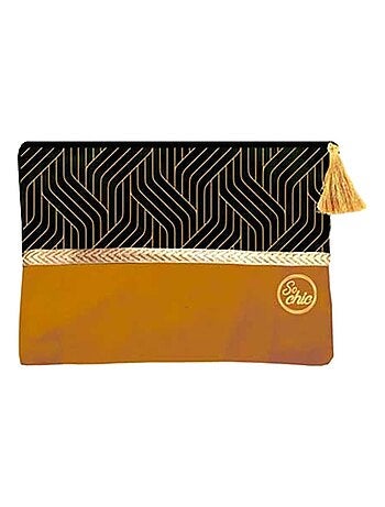 Porte monnaie velours Noir et Or