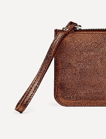Porte-monnaie zippé cuir métallisé