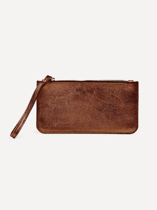 Porte-monnaie zippé cuir métallisé