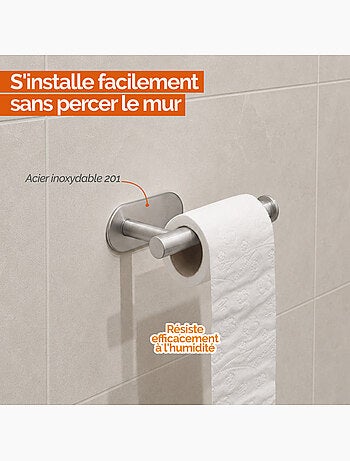 Porte papier wc adhésif mural pour salle de bain ou toilettes, sans perçage - vivezen