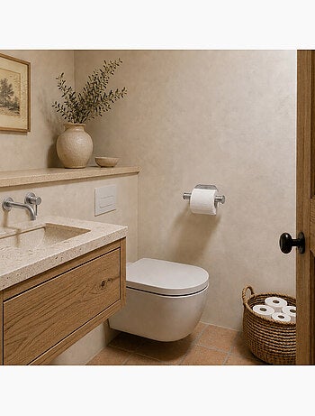 Porte papier wc adhésif mural pour salle de bain ou toilettes, sans perçage - vivezen