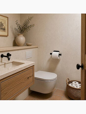 Porte papier wc adhésif mural pour salle de bain ou toilettes, sans perçage - vivezen