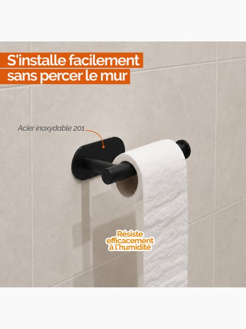Porte papier wc adhésif mural pour salle de bain ou toilettes, sans perçage - vivezen - Kiabi