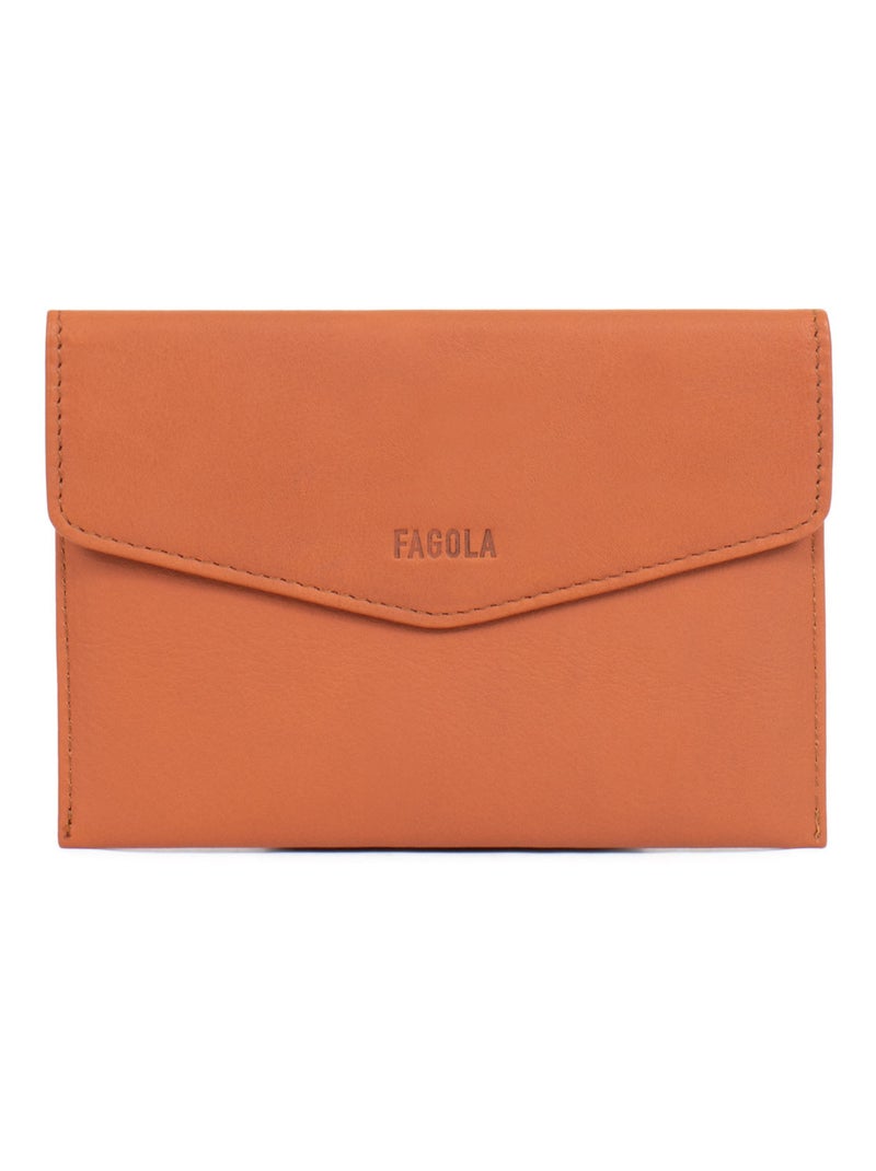 Porte-papiers - Stop RFID - Cuir - FAGOLA Orange mandarine - Kiabi