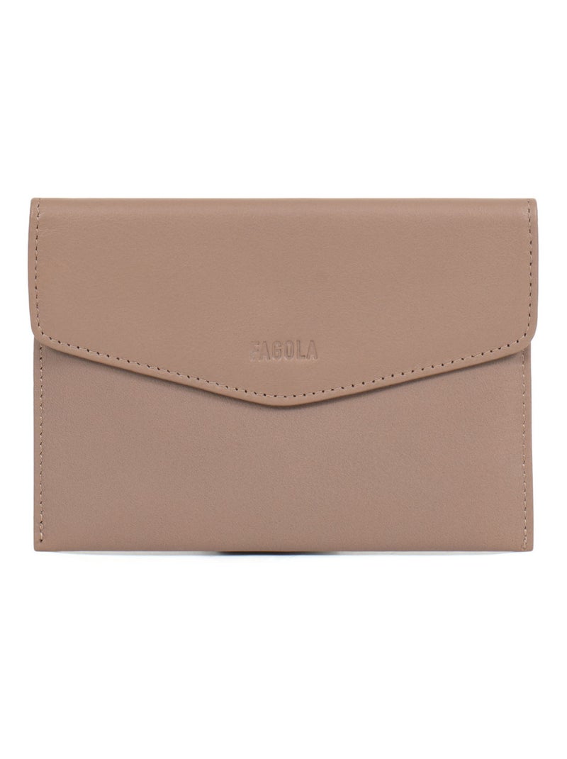 Porte-papiers - Stop RFID - Cuir - FAGOLA Taupe - Kiabi