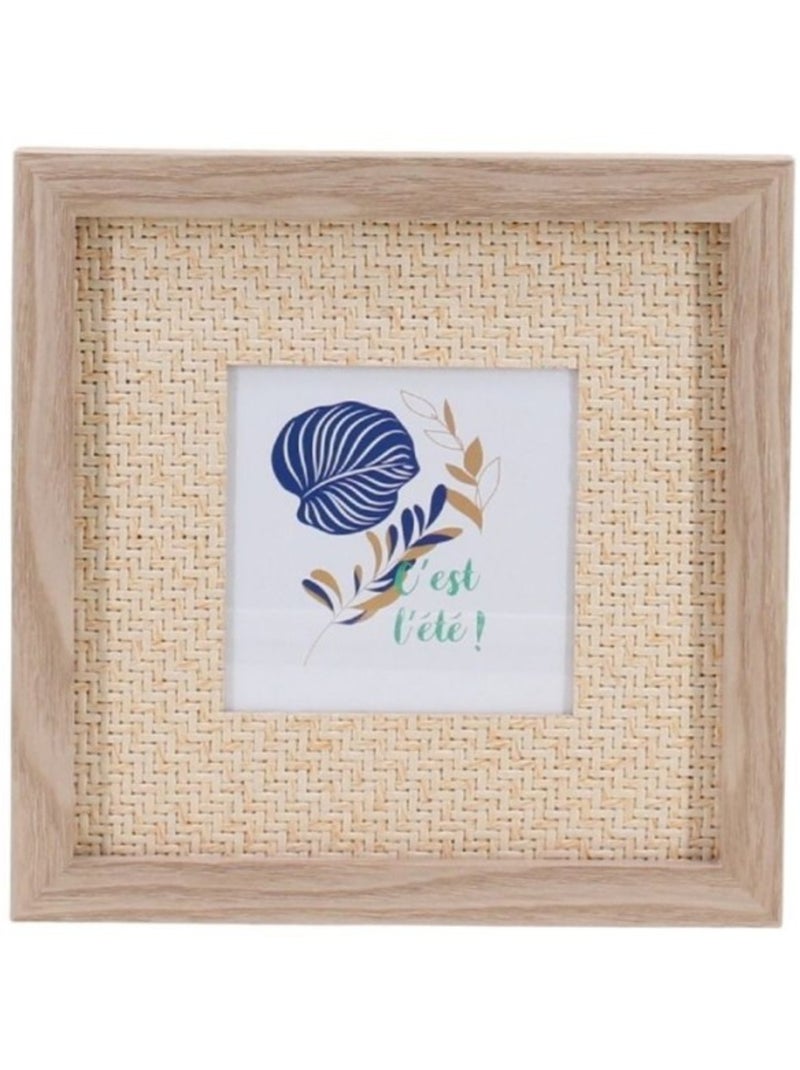 Porte photo en rotin 22x22cm Beige - Kiabi