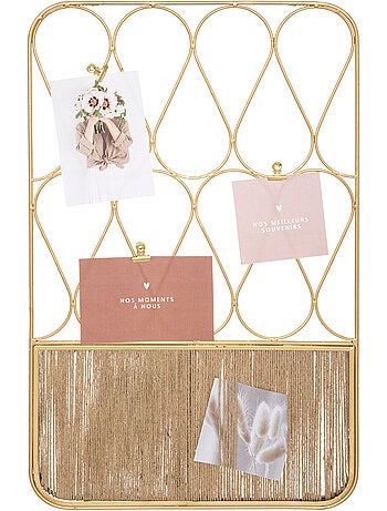 Porte-photo mural métal doré corde en jute lindsay