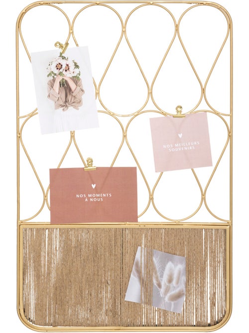 Porte-photo mural métal doré corde en jute lindsay - Kiabi