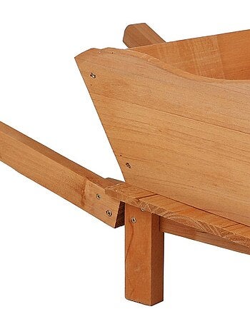 Porte plantes brouette bois naturel