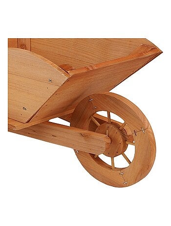 Porte plantes brouette bois naturel