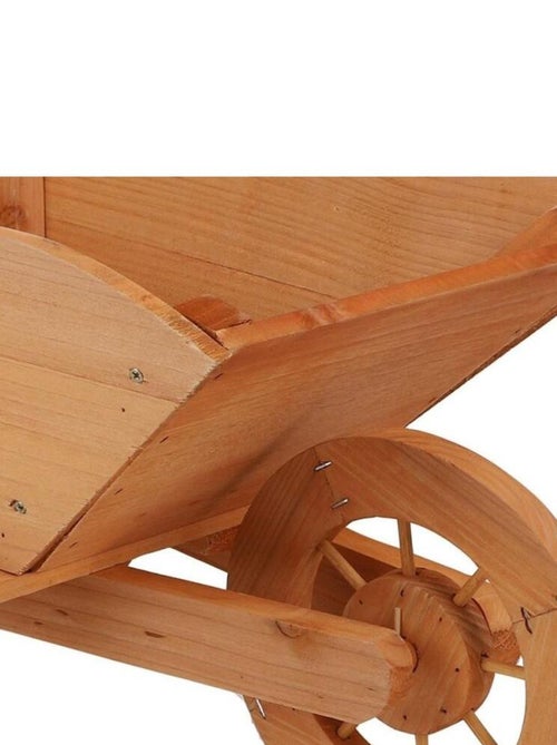 Porte plantes brouette bois naturel - Kiabi