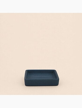 Porte savon carré en céramique bleue