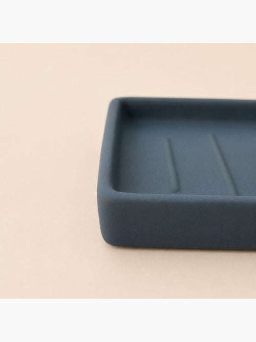 Porte savon carré en céramique bleue - Kiabi