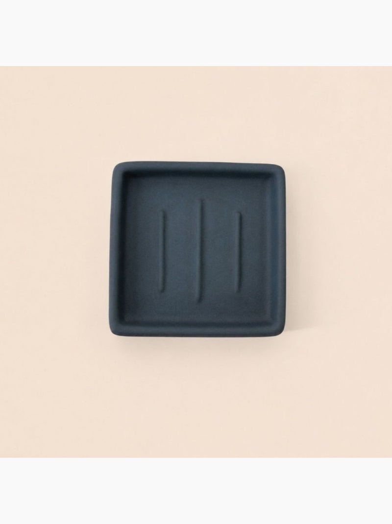 Porte savon carré en céramique bleue Bleu - Kiabi