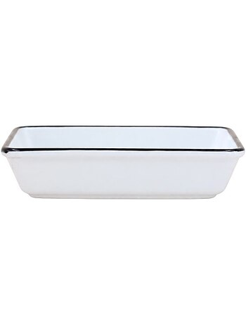 Porte savon céramique blanc liseret noir