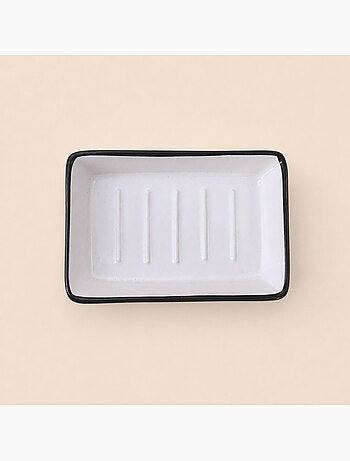 Porte savon céramique blanc liseret noir