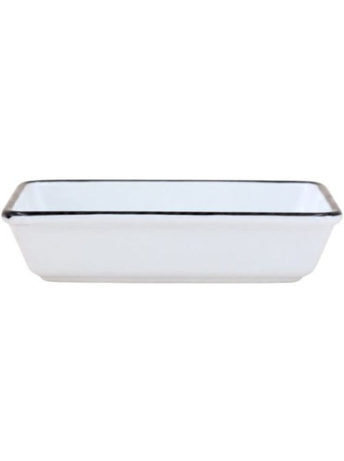 Porte savon céramique blanc liseret noir - Kiabi