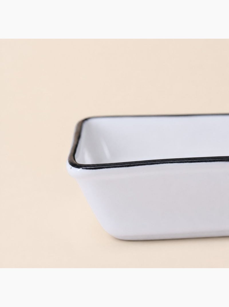 Porte savon céramique blanc liseret noir Blanc - Kiabi