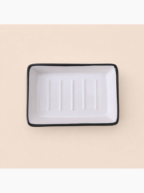 Porte savon céramique blanc liseret noir - Kiabi