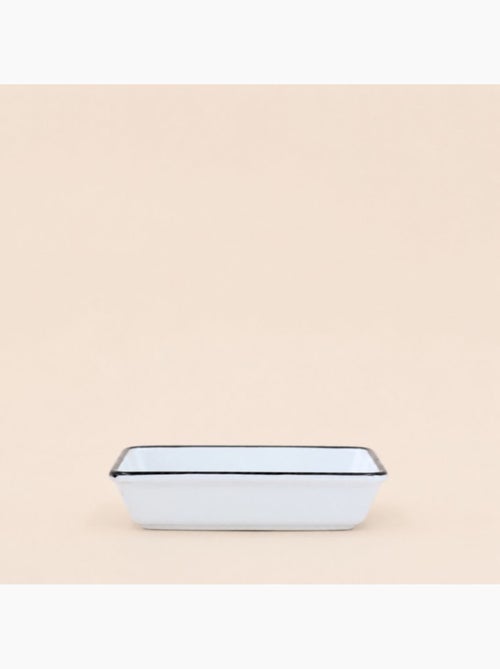 Porte savon céramique blanc liseret noir - Kiabi